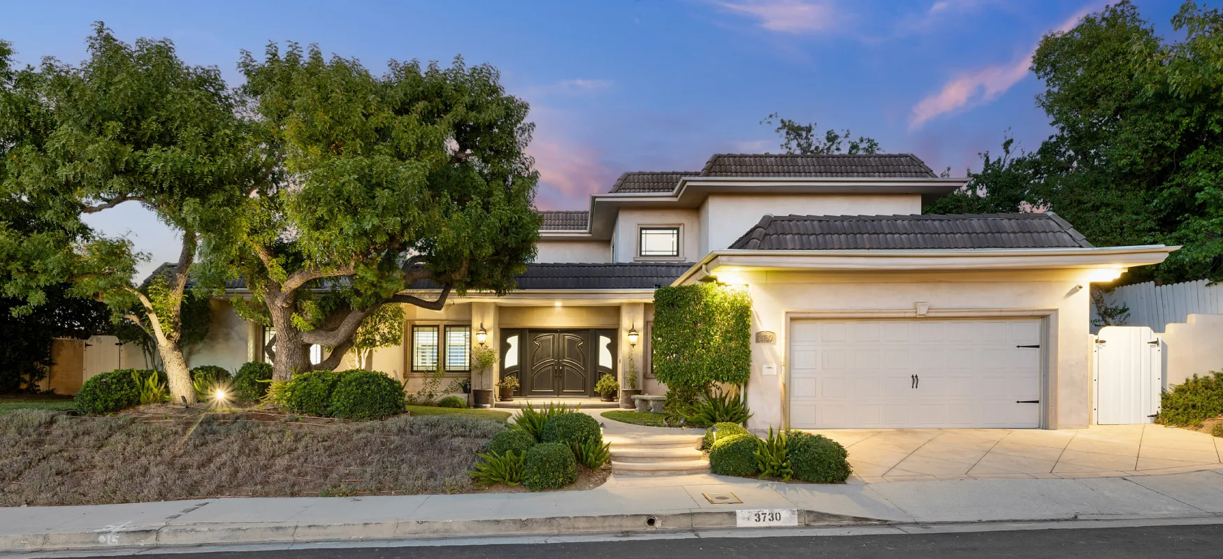 Landscaped Tile Roof House Photo